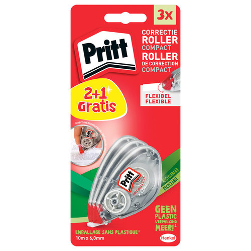 Pritt Roller correcteur Pritt Compact flex 6mmx10m blister 2+1 gratuit