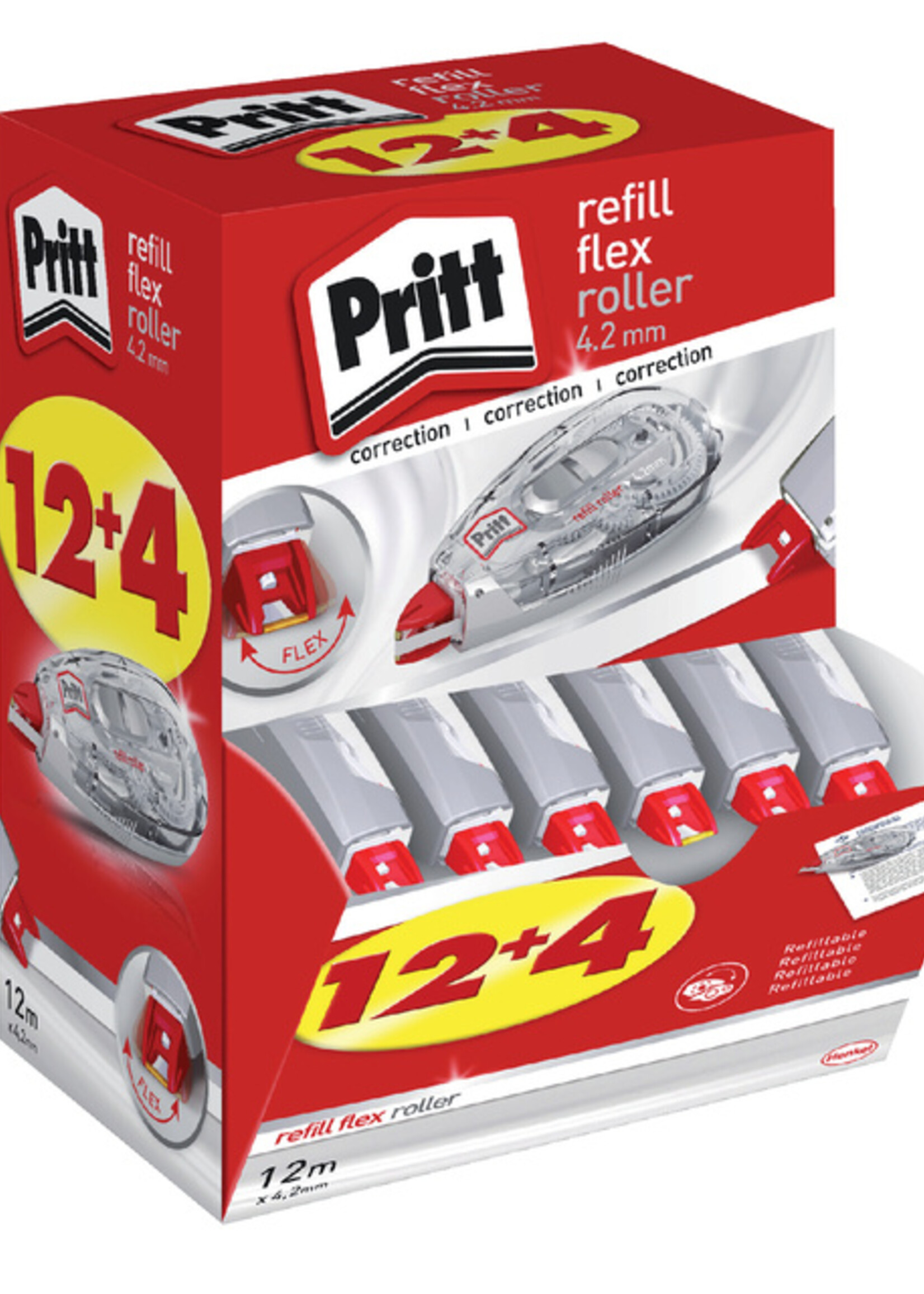 Pritt Roller correcteur Pritt rechargeable Flex 4,2mmx12m 12+4 gratuits