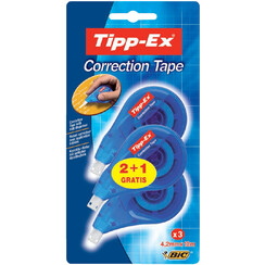 Correctieroller Tipp-ex 4.2mmx12m zijwaarts blister 2+1 gratis