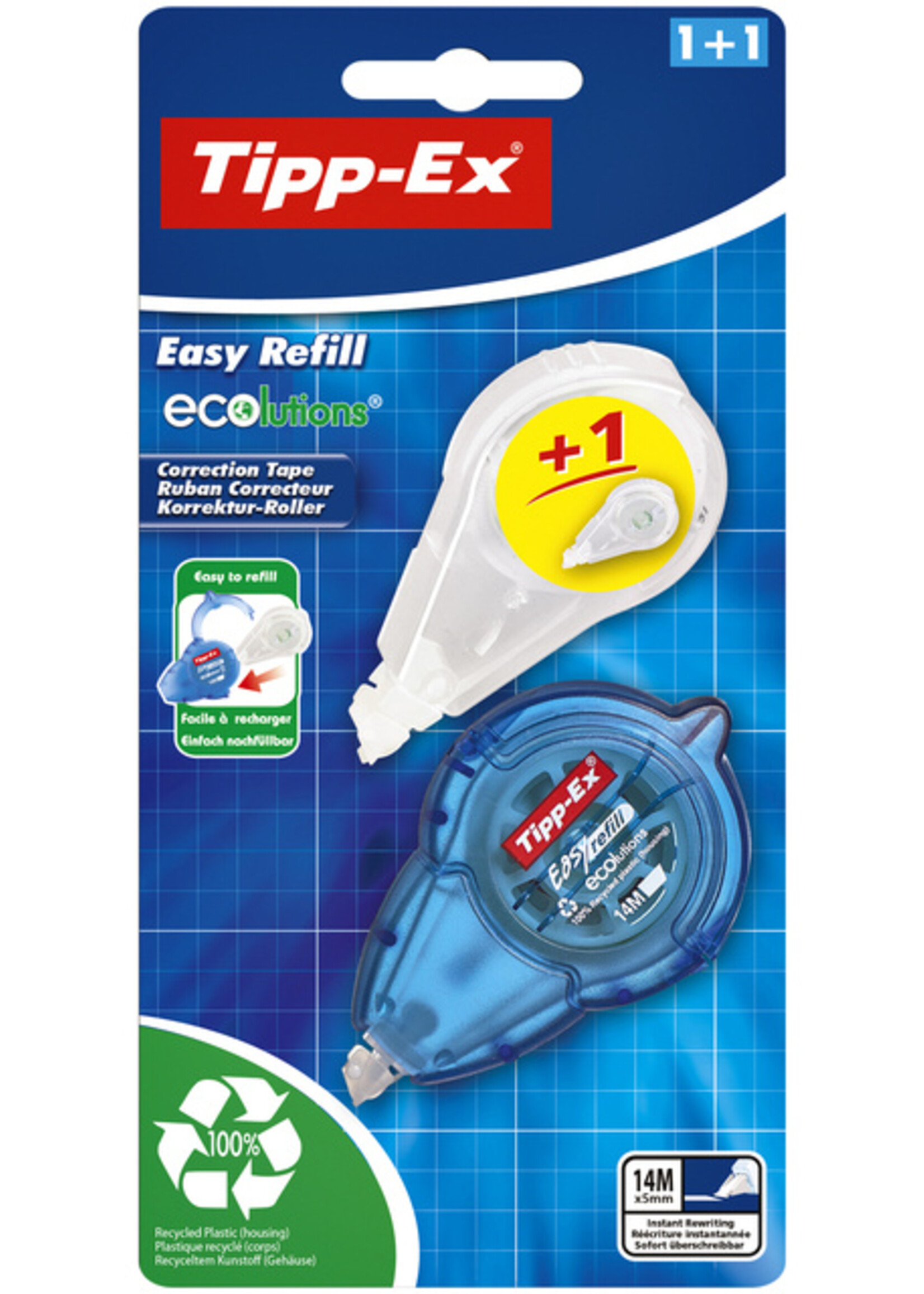 Tipp-ex Correctieroller Tipp-ex 5mmx14m easy refill + refill ecolutions blister a 1+1