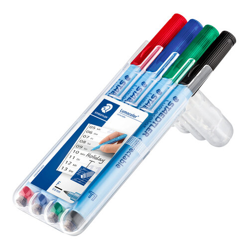 Staedtler Viltstift Staedtler Lumocolor 305 non permanent correctable F set à 4 stuks