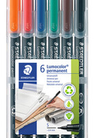Staedtler Viltstift Staedtler Lumocolor 313 permanent S set à 6 stuks assorti