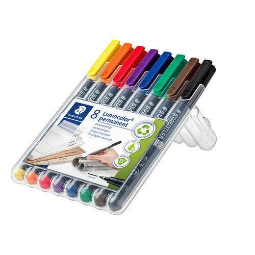 Staedtler Viltstift Staedtler Lumocolor 318 permanent F set à 8 stuks assorti