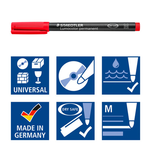 Staedtler Viltstift Staedtler Lumocolor 317 permanent M set à 3 +1 stuk gratis