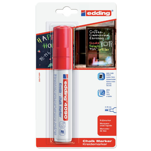 edding Viltstift edding 4090 window schuin rood 4-15mm op blister