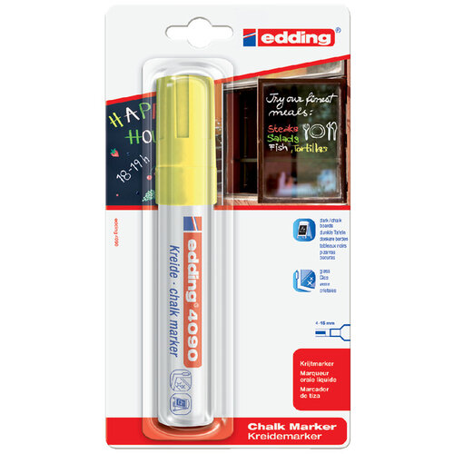 edding Viltstift edding 4090 window schuin neongeel 4-15mm blister