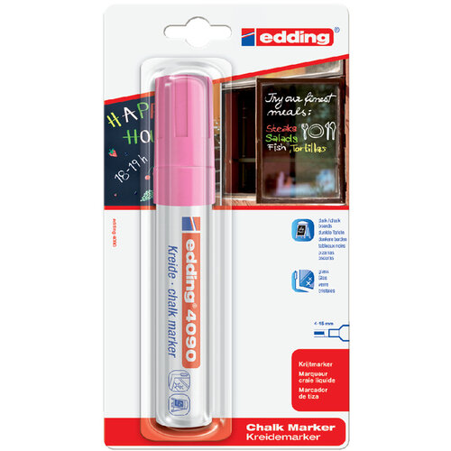 edding Viltstift edding 4090 window schuin neonroze 4-15mm blister