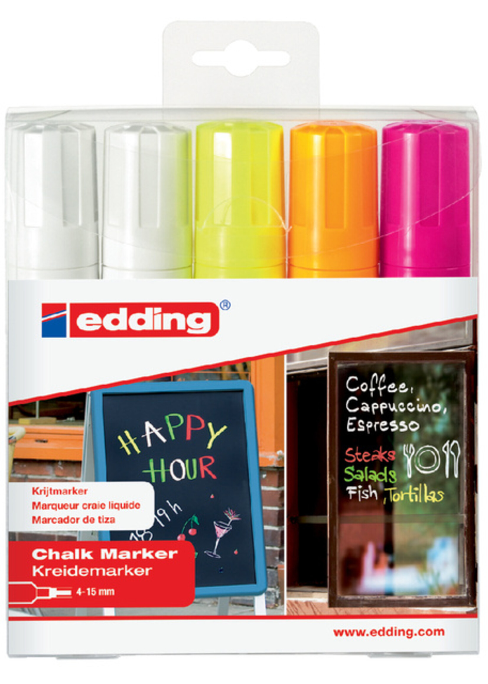 edding Marqueur Vitre edding 4090 biseau 4-15mm ass 5 pièces