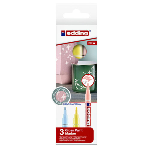 edding Marqueur peinture edding 751 laqué pastel set 3 pièces assorti