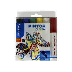 Verfstift Pilot Pintor classic 1.4mm ass etui à 6 stuks assorti