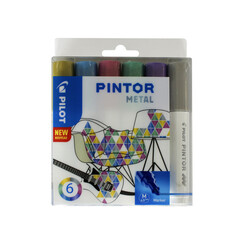 Verfstift Pilot Pintor metalic 1.4mm ass etui à 6 stuks assorti