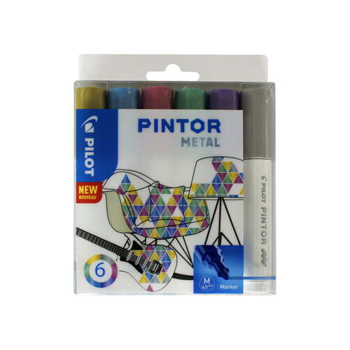 Pilot Verfstift Pilot Pintor metalic 1.4mm ass etui à 6 stuks assorti