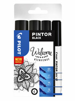 Pilot Verfstift Pilot Pintor zwart etui à 4 stuks ass breedtes