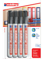 edding Viltstift edding 3000 rond zwart 1.5-3mm blister à 4st