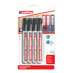 Viltstift edding 3000 rond zwart 1.5-3mm blister à 4st