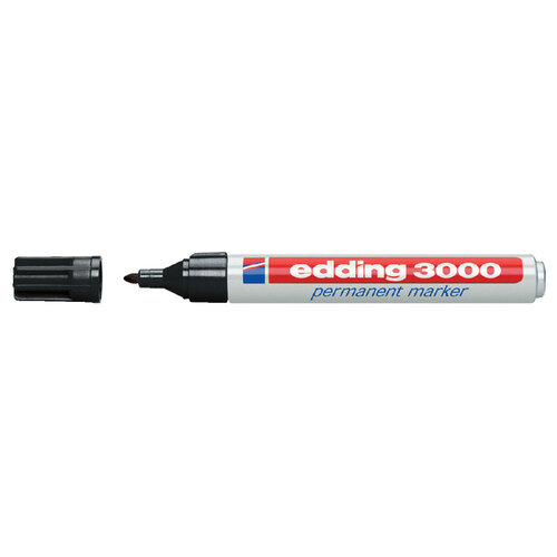 edding Viltstift edding 3000 rond zwart 1.5-3mm blister à 4st