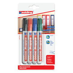 Viltstift edding 3000 rond assorti 1.5-3mm blister à 4st