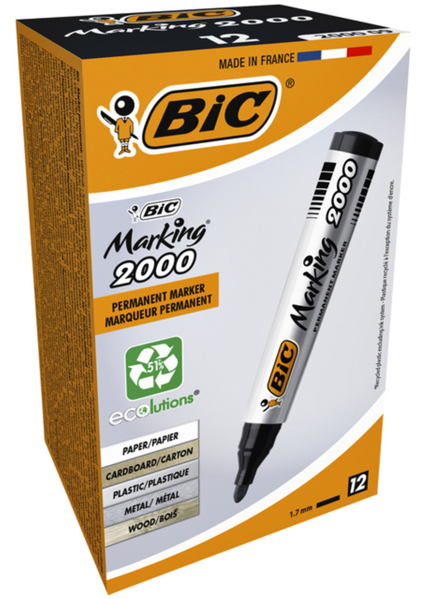 Bic Marqueur BIC 2000 Pointe ogive 1,7mm noir