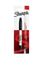 Sharpie Viltstift Sharpie twin tip rond 0.5mm en 0.9mm zwart blister à 1 stuk
