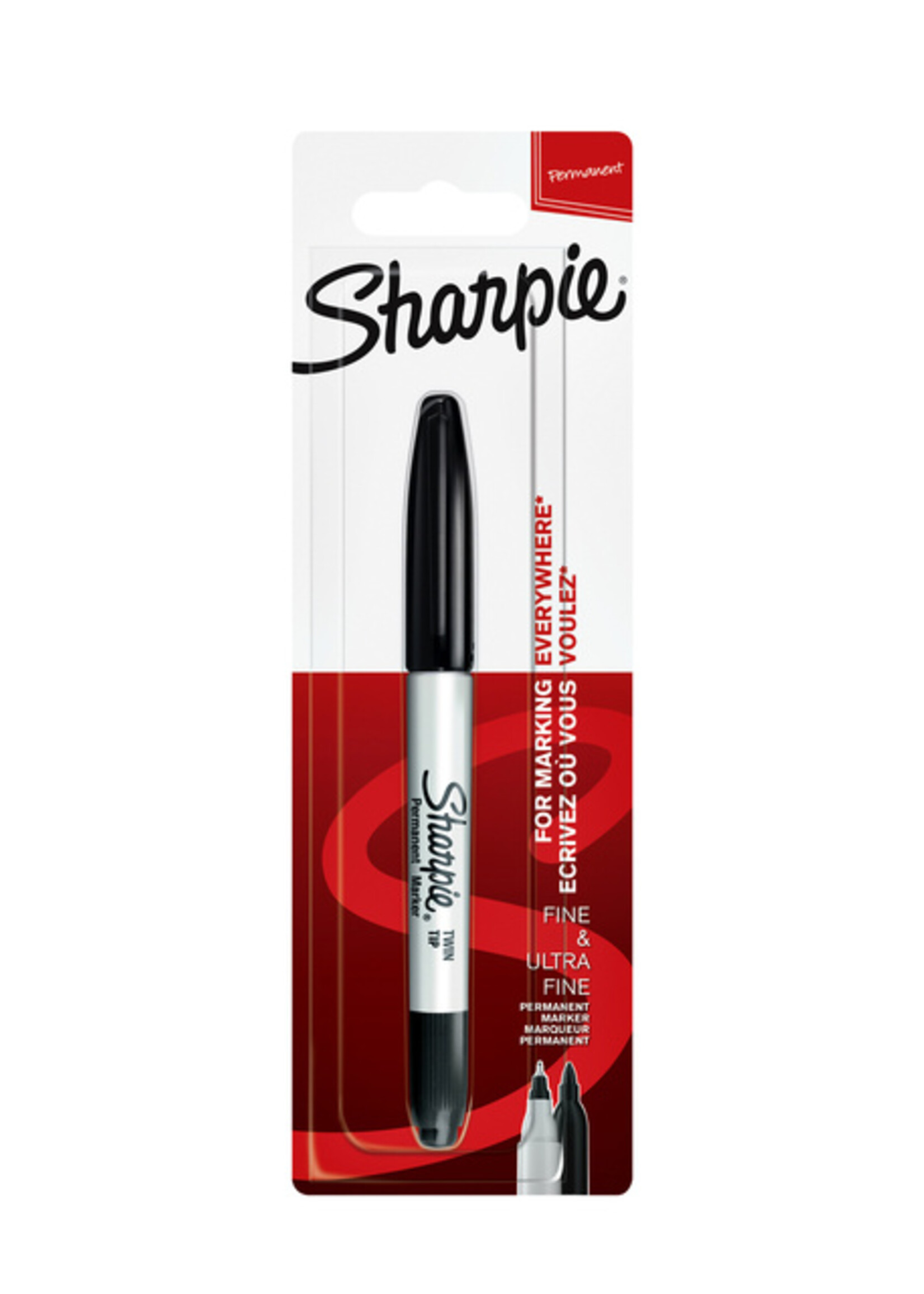 Sharpie Viltstift Sharpie twin tip rond 0.5mm en 0.9mm zwart blister à 1 stuk