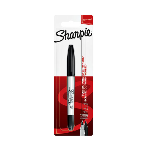 Sharpie Feutre Sharpie Twin Tip Ogive 0,5mm et 0,9mm noir blister 1 pièce