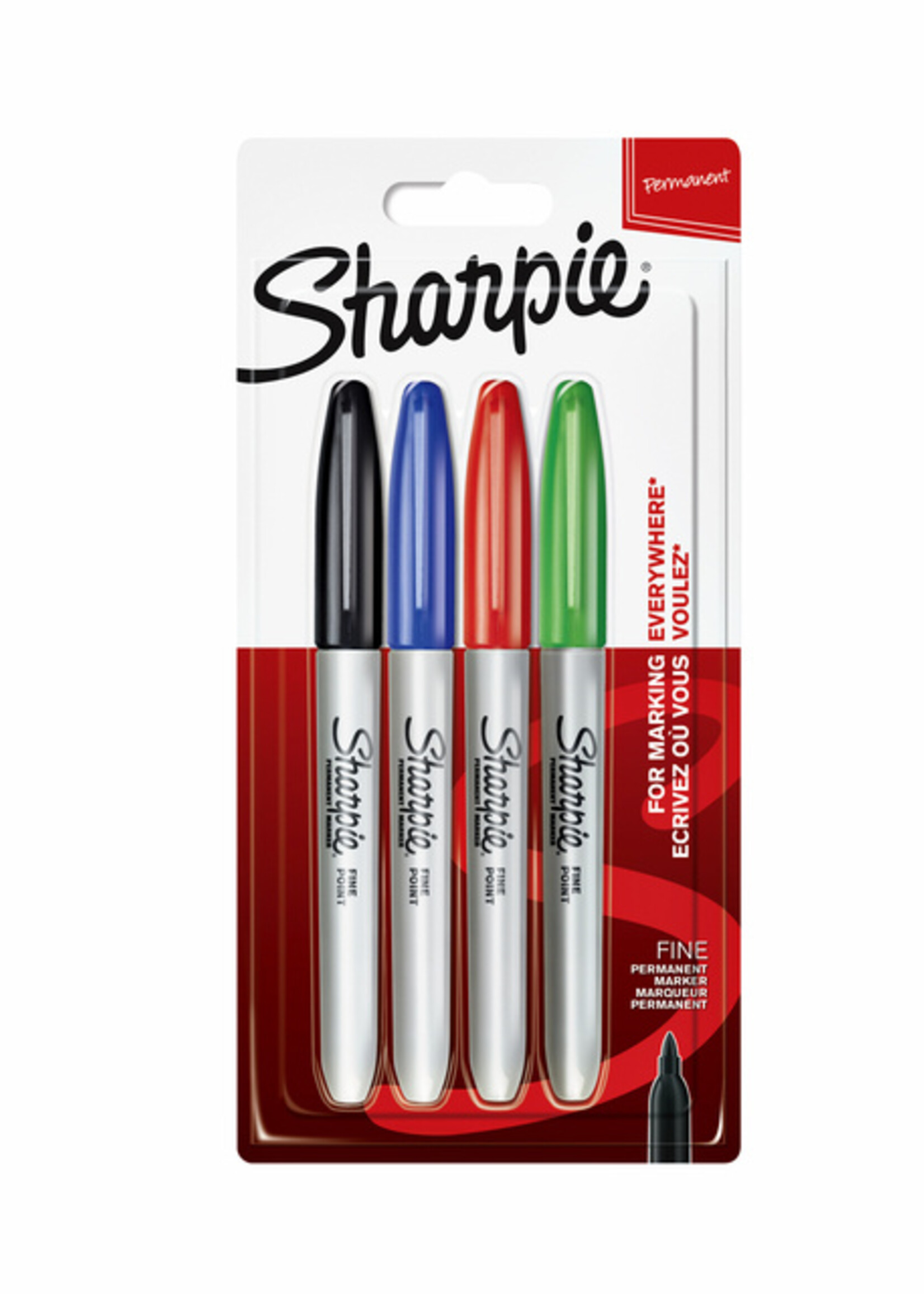 Sharpie Feutre Sharpie pointe ogive 0,9mm assorti blister 4 pièces