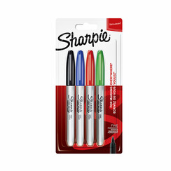 Feutre Sharpie pointe ogive 0,9mm assorti blister 4 pièces