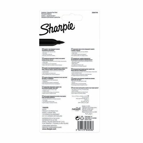 Sharpie Viltstift Sharpie rond 0.9mm assorti blister à 4 stuks