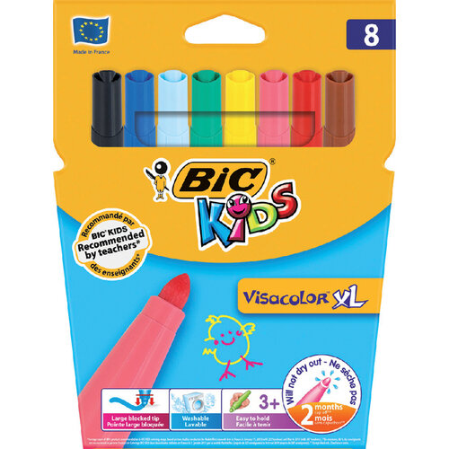 Bickids Feutre de coloriage BIC Kids Visacolor XL blister de 8 pièces assorti