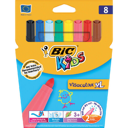 Bickids Kleurstift BicKids Visacolor XL ECOlutions blister à 8 stuks assorti