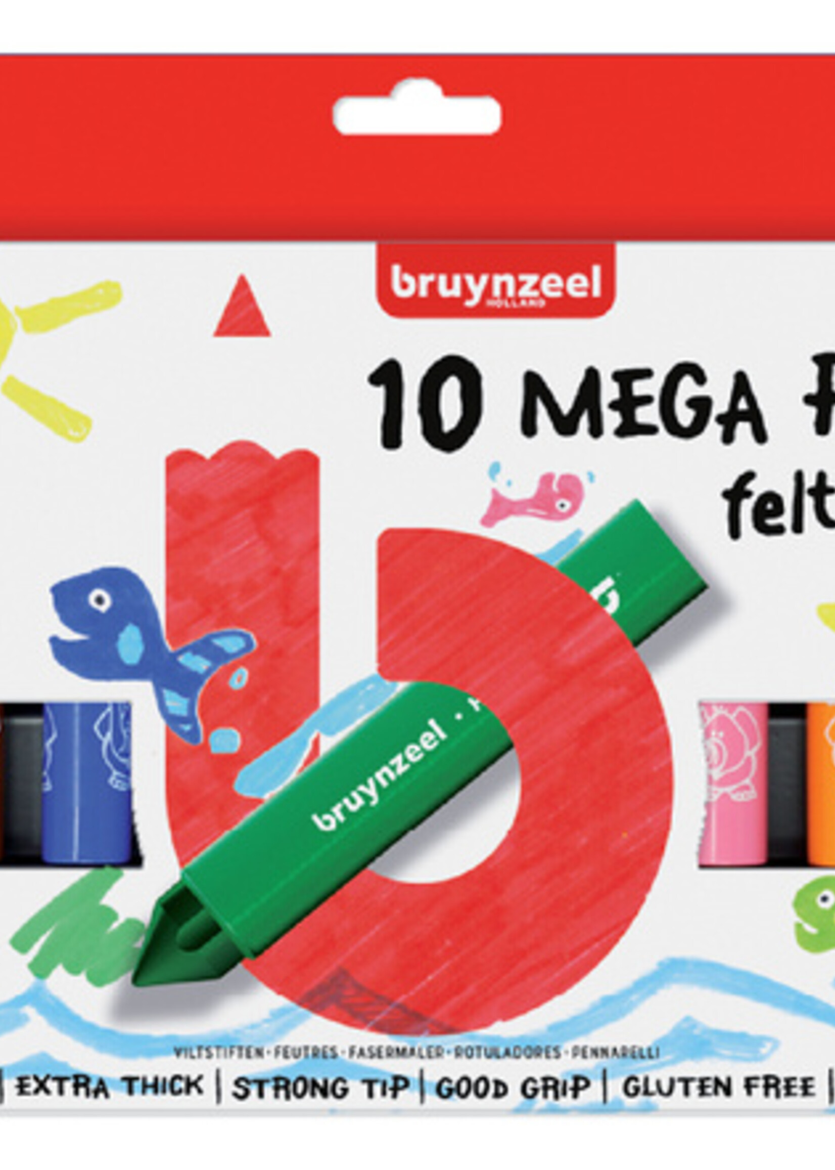 Bruynzeel Viltstift Bruynzeel Kids mega point blister à 10 stuks assorti