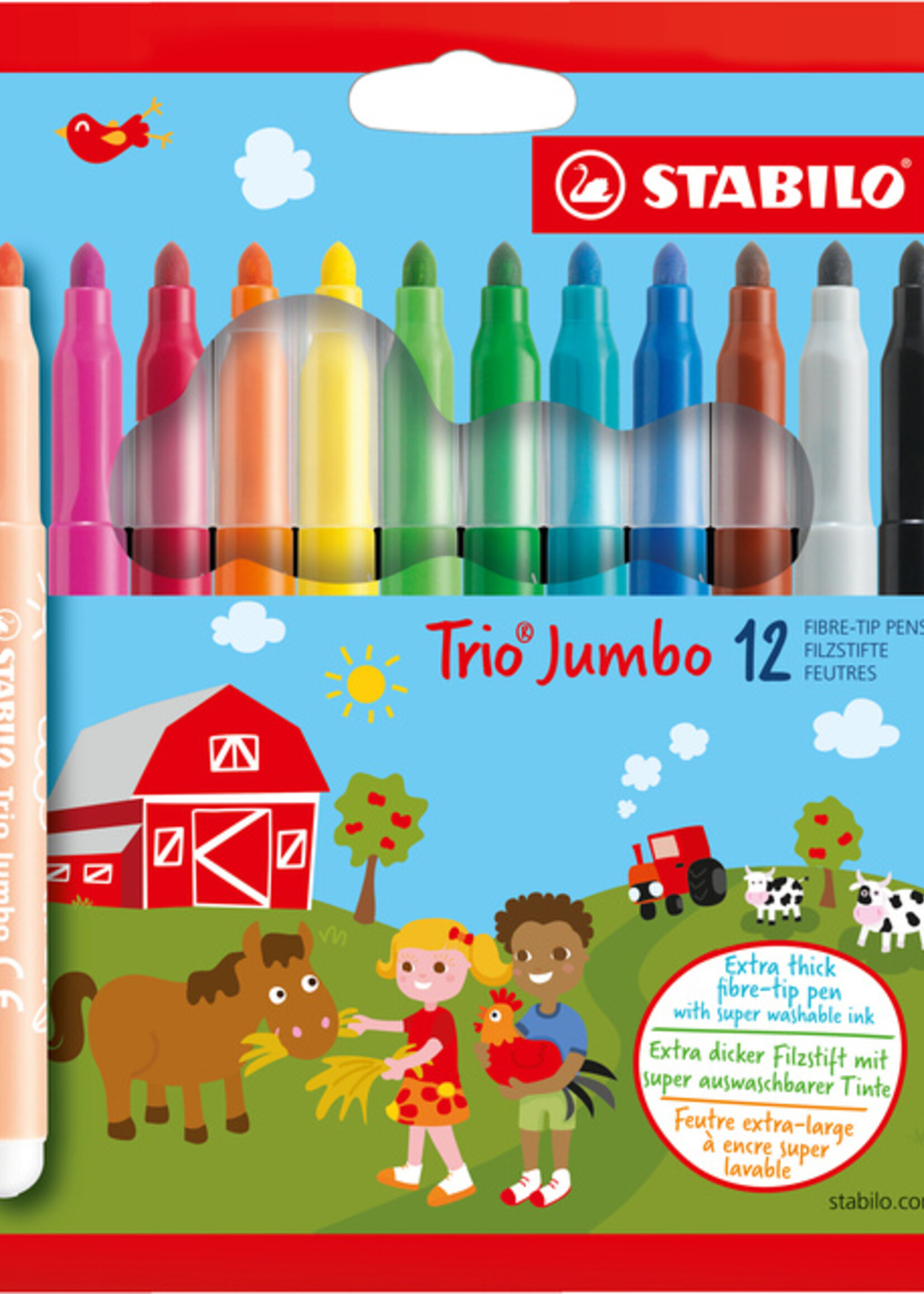 Stabilo Viltstift STABILO Trio Jumbo XXL etui à 12 kleuren