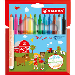 Viltstift STABILO Trio Jumbo XXL etui à 12 kleuren