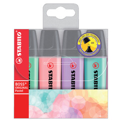 Markeerstift STABILO Boss Original 70/4 pastel etui à 4 kleuren