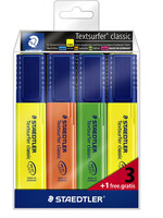 Staedtler Surligneur Staedtler 364 Textsurfer set 3 pièces assorti + 1 jaune gratuit