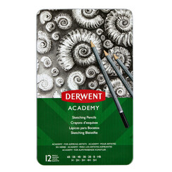 Potlood Derwent Academy 6B5H assorti hardheden blik à 12 stuks