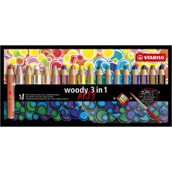 Crayon de couleur STABILO Woody 880/18-1-20 étui 18 couleurs + taille-crayon + pinceau