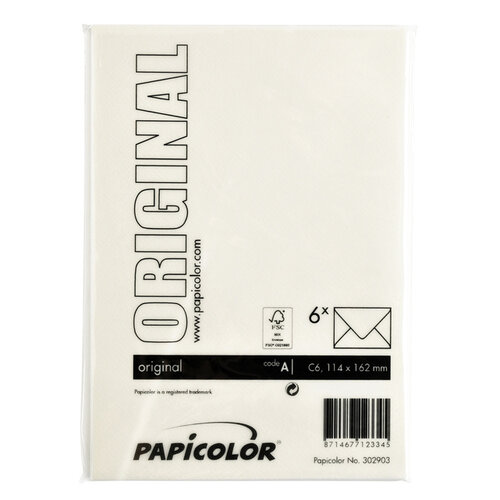 Papicolor Envelop Papicolor C6 114x162mm anjerwit