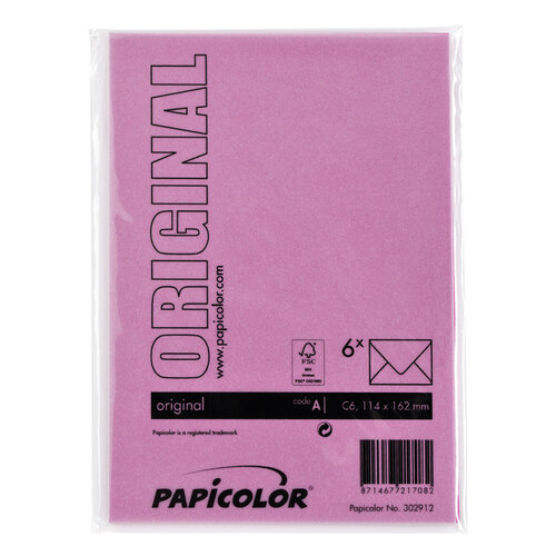 Papicolor Envelop Papicolor C6 114x162mm felroze