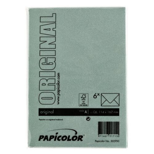 Papicolor Enveloppe Papicolor C6 114x162mm vert sapin