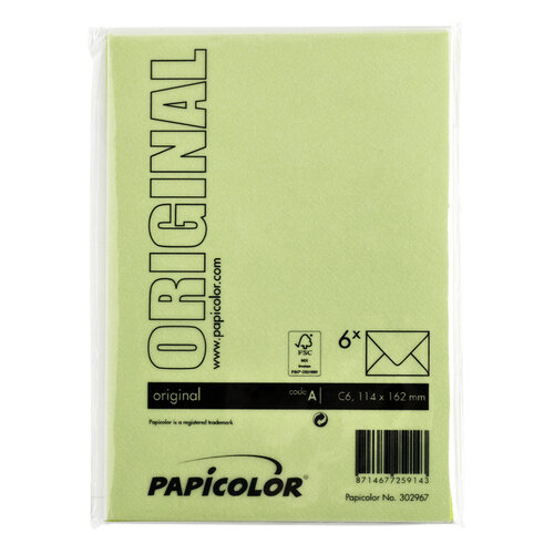 Papicolor Enveloppe Papicolor C6 114x162mm vert pomme