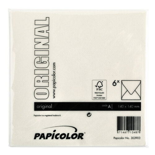 Papicolor Enveloppe Papicolor 140x140mm blanc