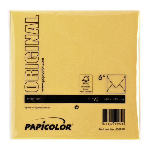 Papicolor Enveloppe Papicolor 140x140mm jaune bouton d'or