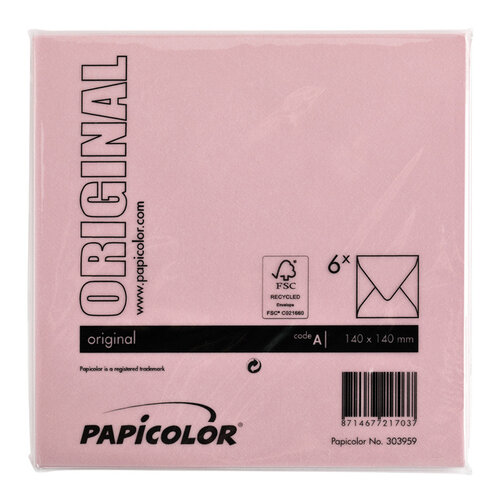Papicolor Enveloppe Papicolor 140x140mm rose bébé