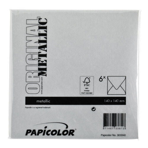 Papicolor Enveloppe Papicolor 140x140mm argent métallisé