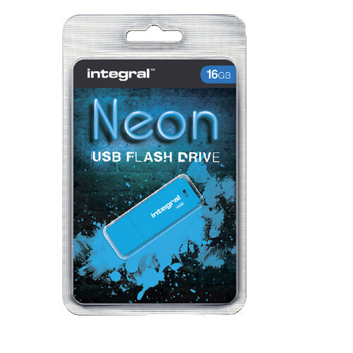 Integral USB-stick 2.0 Integral 16GB neon blauw