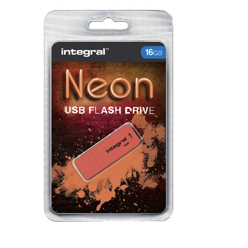 Integral USB-stick 2.0 Integral 16Gb neon oranje