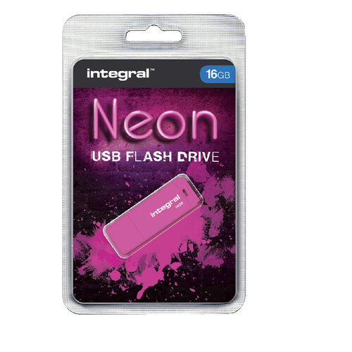 Integral USB-stick 2.0 Integral 16Gb neon roze