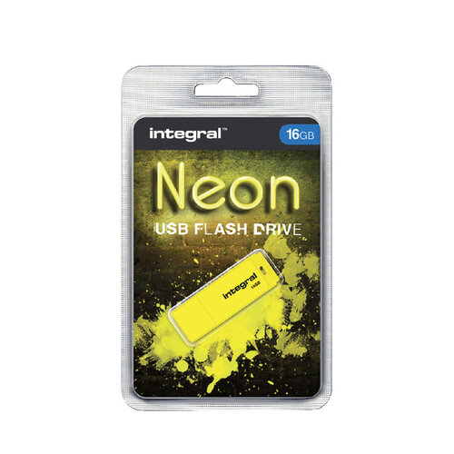 Integral USB-stick 2.0 Integral 16Gb neon geel