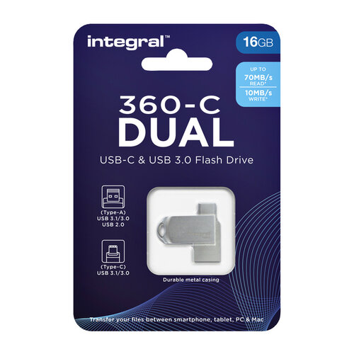 Integral Clé USB Integral 3.0 USB-360-C Dual 16Go